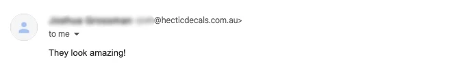 Review screenshot from @hecticdecals