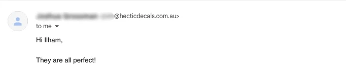 Review screenshot from @hecticdecals